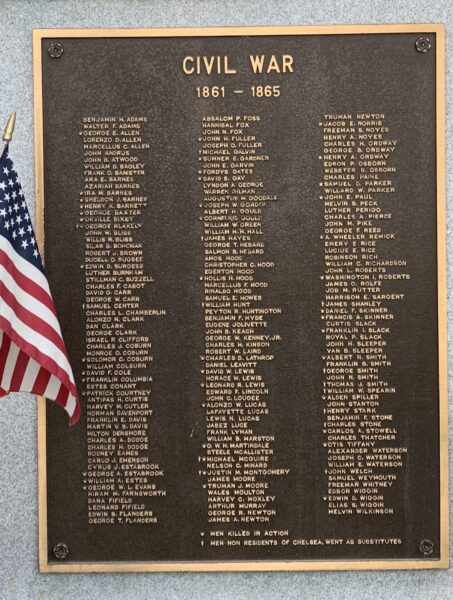 CHELSEA WAR VETERANS MEMORIAL PLAQUE B