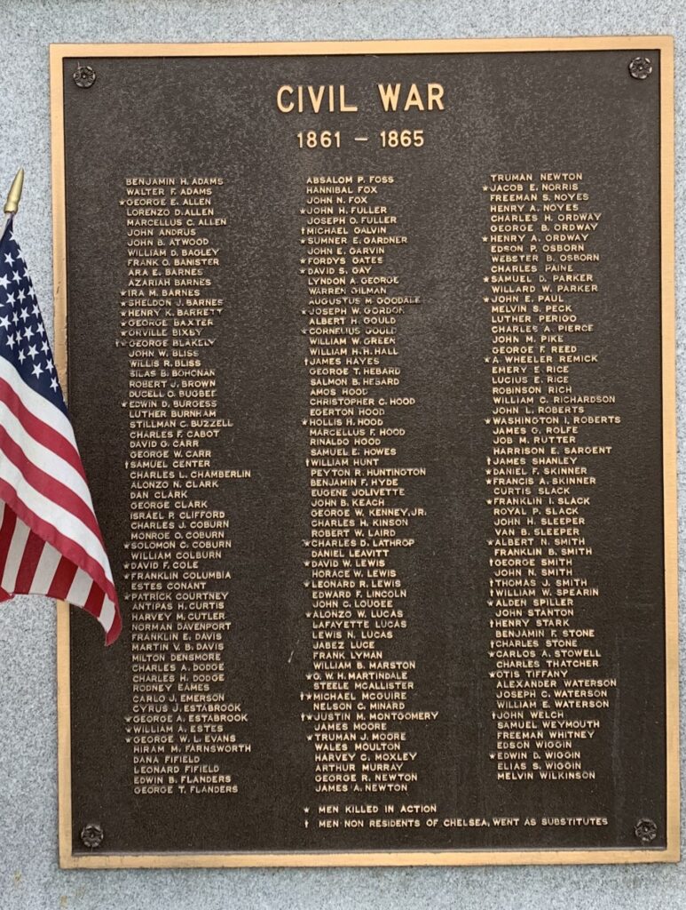 CHELSEA WAR VETERANS MEMORIAL PLAQUE B