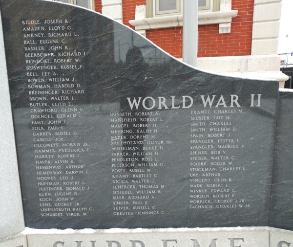 DEFIANCE COUNTY SUPREME SACRIFICE WAR MEMORIAL STONE C