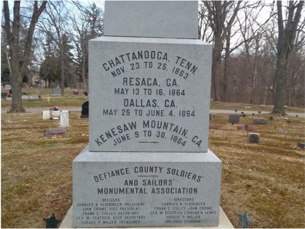 DEFIANCE CO, OHIO SOLDIERS & SAILORS WAR MEMORIAL SIDE C