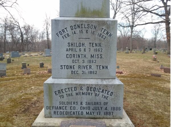 DEFIANCE CO, OHIO SOLDIERS & SAILORS WAR MEMORIAL SIDE A