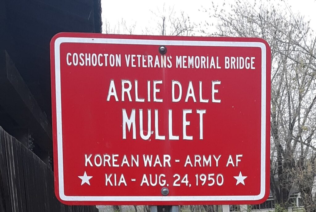 COSHOCTON VETERANS MEMORIAL BRIDGE ARLIE DALE MULLET PLAQUE