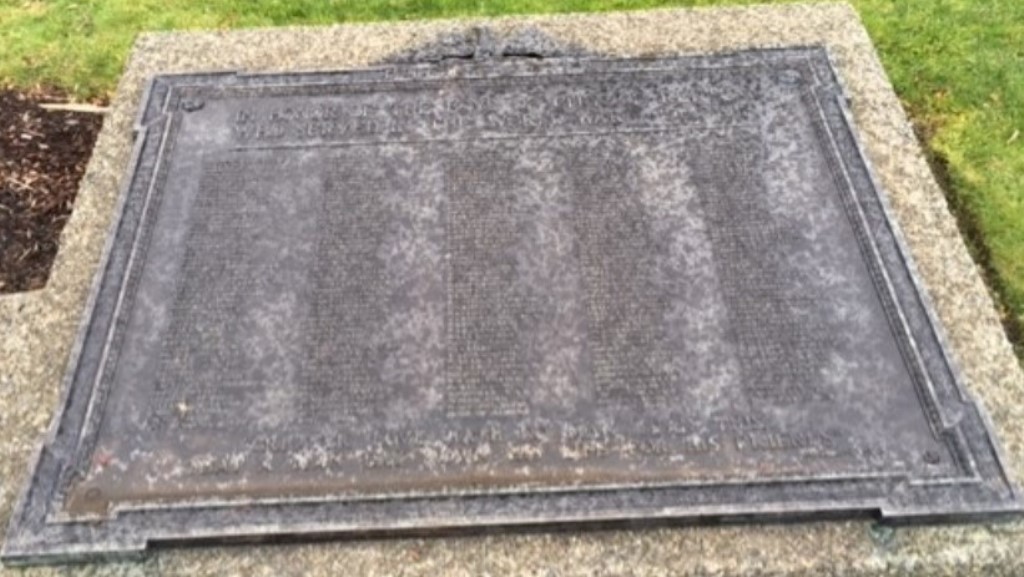 CITY OF RENTON WORLD WAR I MEMORIAL PLAQUE