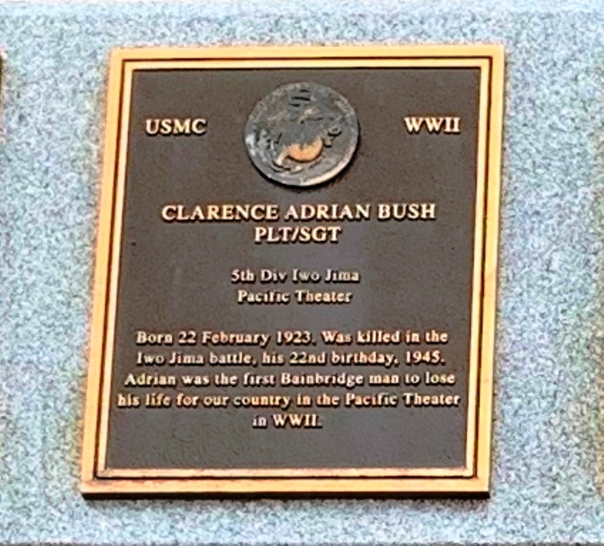 CLARENCE ADRIAN BUSH WAR MEMORIAL PLAQUE