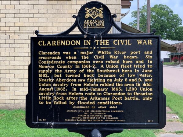 CLARENDON IN THE CIVIL WAR MEMORIAL MARKER FRONT