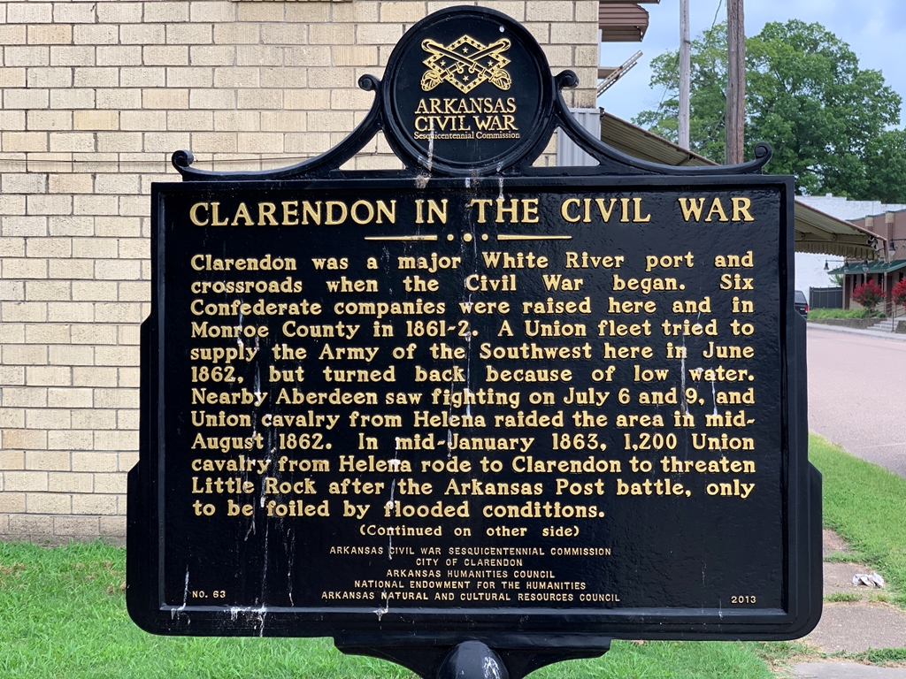 CLARENDON IN THE CIVIL WAR MEMORIAL MARKER FRONT