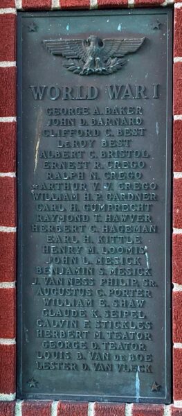 CLAVERACK WORLD WARS MEMORIAL PLAQUE A