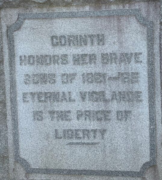 CORINTH CIVIL WAR MEMORIAL DEDICATION STONE
