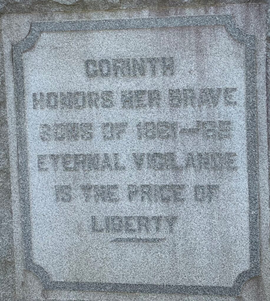 CORINTH CIVIL WAR MEMORIAL DEDICATION STONE