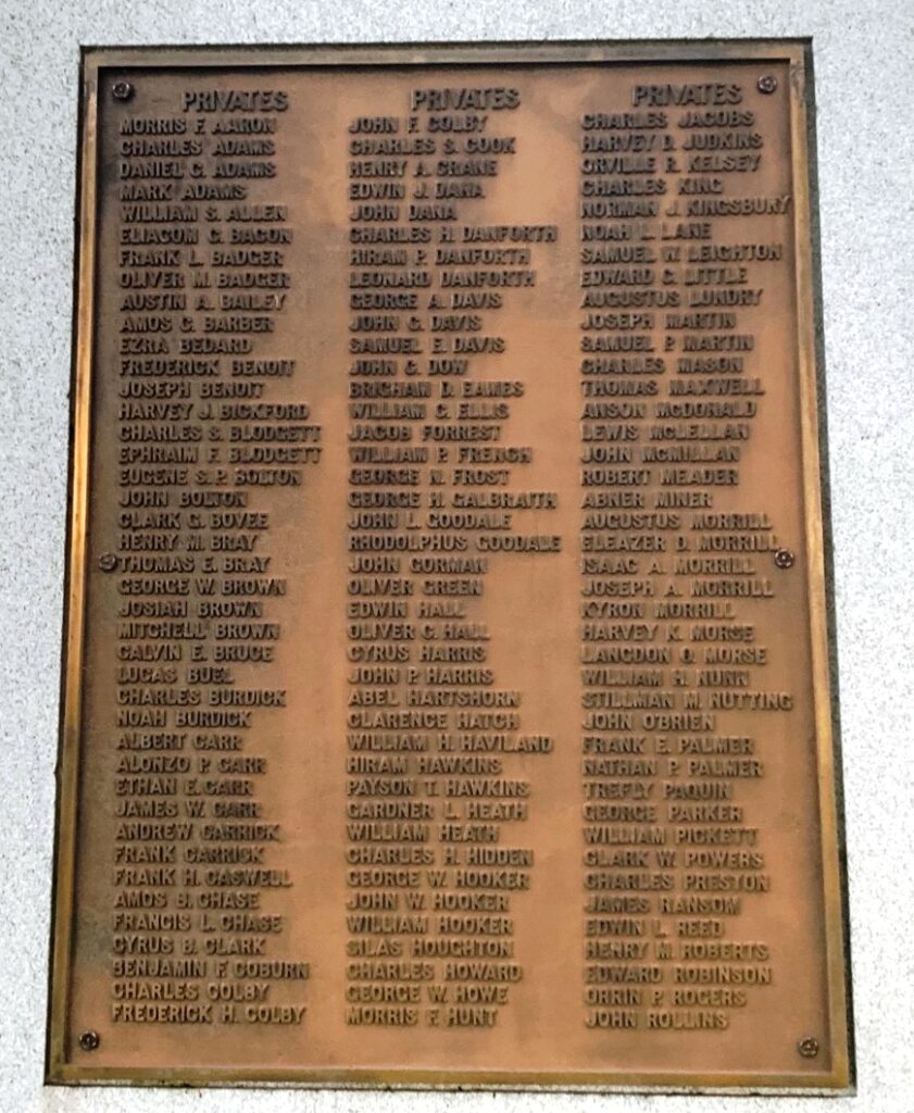 DANVILLE WAR OF THE REBELLION MEMORIAL PLAQUE B