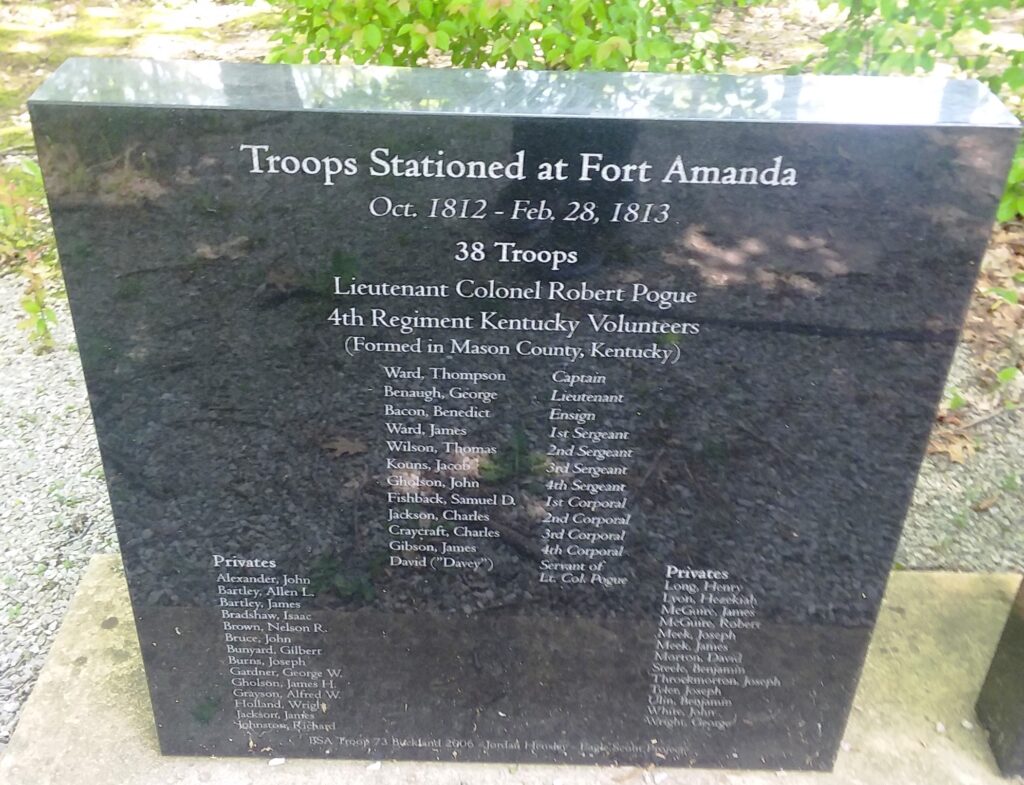TROOPS STATIONED AT FORT AMANDA MEMORIAL LEFT STONE