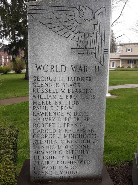 LOUDONVILLE WAR VETERANS MEMORIAL LEFT STONE