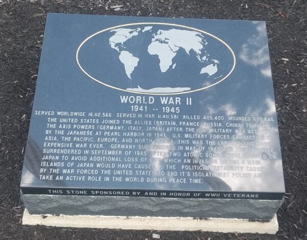 SPENCERVILLE WORLD WAR II MEMORIAL TABLET