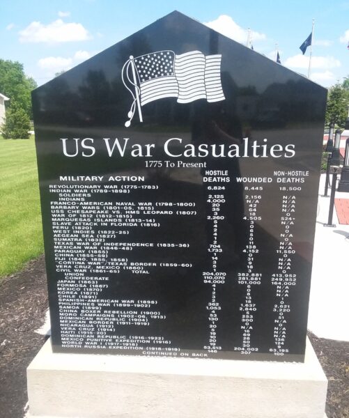US WAR CASUALTIES MEMORIAL FRONT
