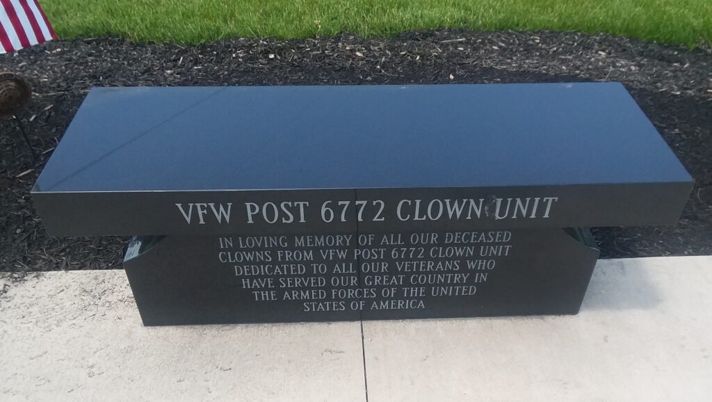 VFW POST 6772 CLOWN UNIT VETERANS MEMORIAL BENCH