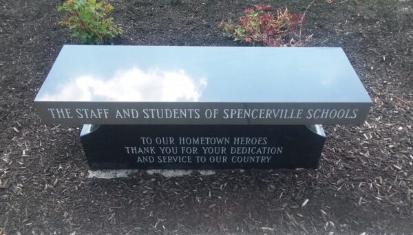 S[ENCERVILLE SCHOOLS VETERANS MEMORIAL BENCH