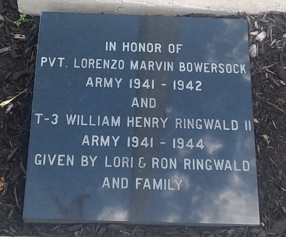PVT. BOWERSOCK AND T-3 RINGWALD WAR MEMORIAL TABLET