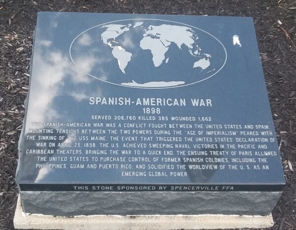 SPENCERVILLE SPANISH-AMERICAN WAR MEMORIAL TABLET