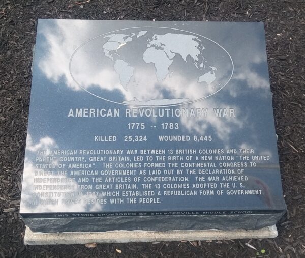 SPENCERVILLE AMERICAN REVOLUTIONARY WAR MEMORIAL TABLET