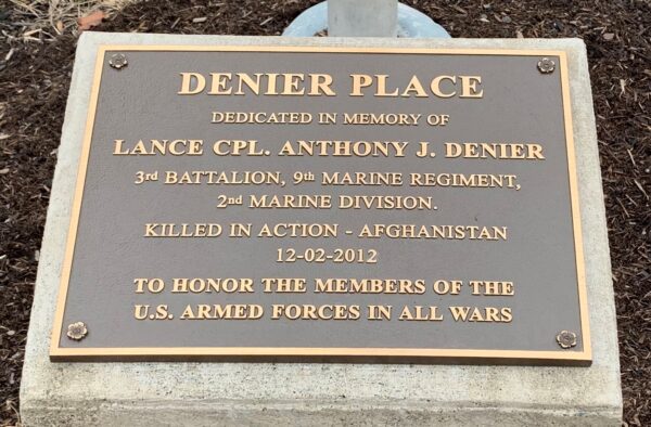 DENIER PLACE MEMORIAL PLAQUE