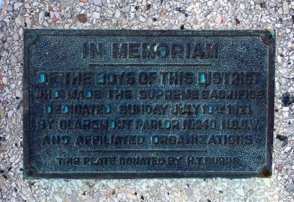 EMERYVILLE WORLD WAR I MEMORIAL PLAQUE
