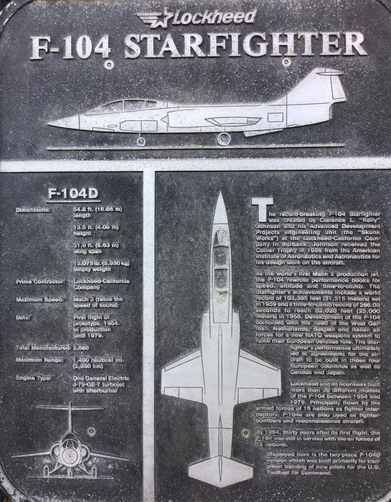 F-104 STARFIGHTER MEMORIAL AIRCRAFT PLAQUE