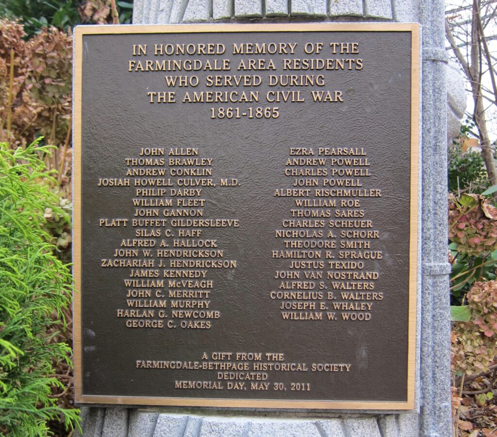 FARMINGDALE CIVIL WAR MEMORIAL PLAQUE