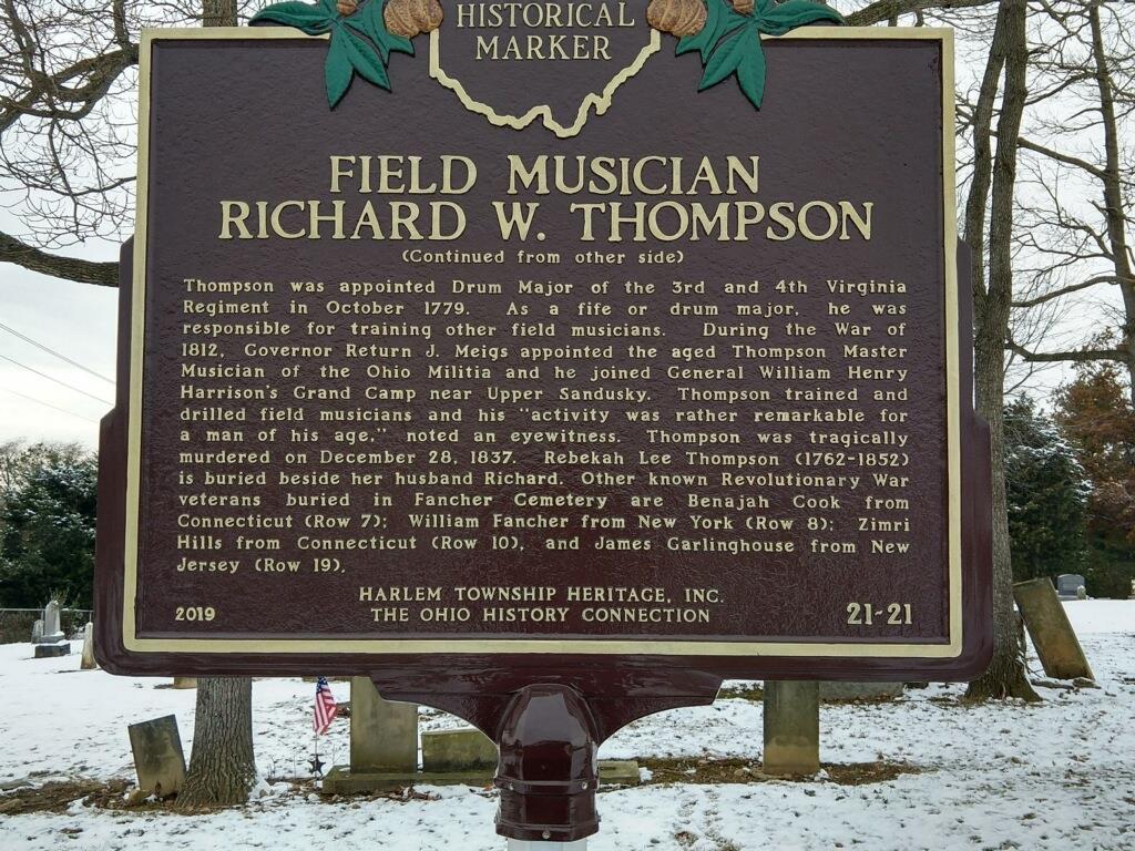 FIELD MUSICIAN RICHARD W. THOMPSON MEMORIAL MARKER BACK