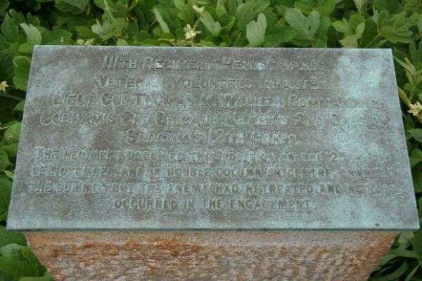 111TH REGIMENT PENNSYLVANIA MEMORIAL PLAQUE