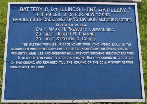 BATTERY C, 1ST ILLINOIS LIGHT ARTILLERY 4 3″ RIFLES WAR MEMORIAL PLAQUE