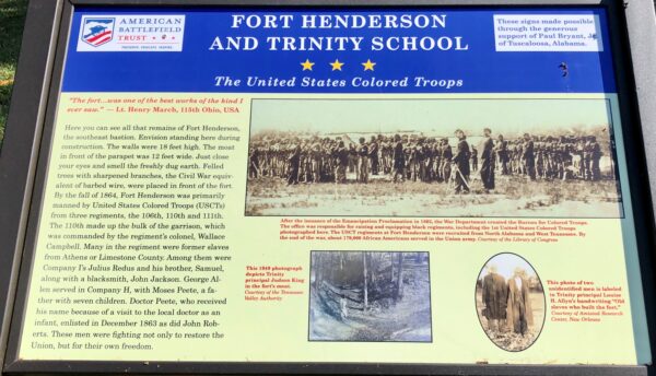 FORT HENDERSON AND TRINITY SCHOOL THE UNITED STATES COLORED TROOPS MEMORIAL PANEL