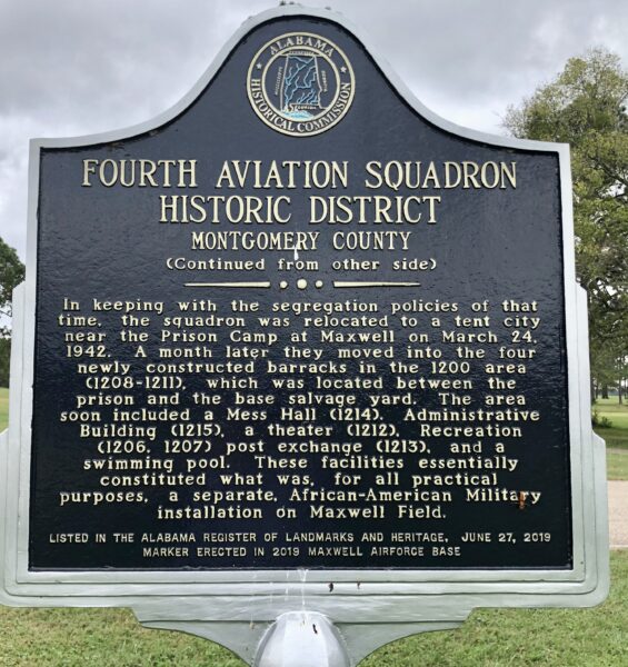 FOURTH AVIATION SQUADRON HISTORIC DISTRICT MEMORIAL MARKER BACK