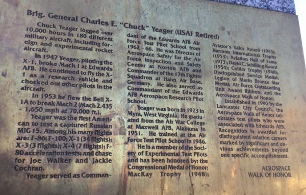 GENERAL CHARLES E. “CHUCK” YEAGER MEMORIAL STONE