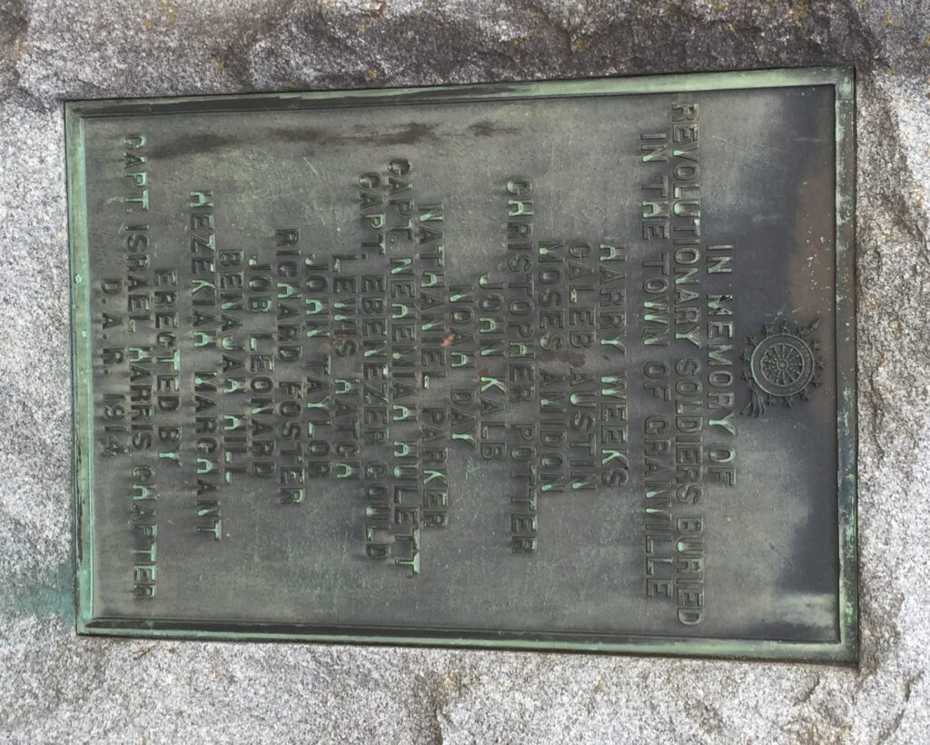 GRANVILLE REVOLUTIONARY WAR MEMORIAL PLAQUE
