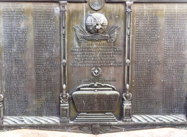 GRANVILLE WORLD WAR MEMORIAL PLAQUE