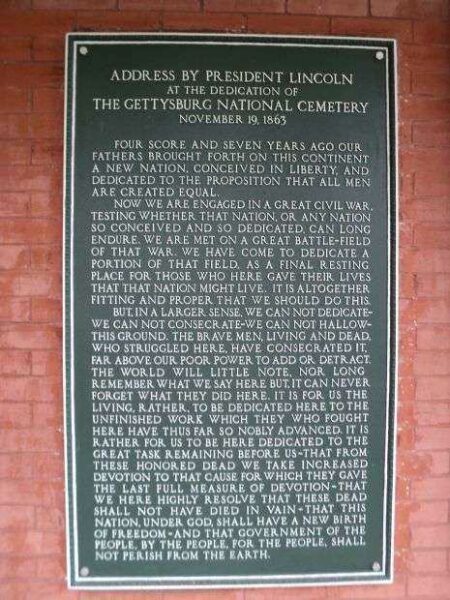 ADDRESS BY PRESIDENT LINCOLN MEMORIAL PLAQUE