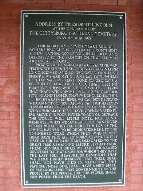 ADDRESS BY PRESIDENT LINCOLN MEMORIAL PLAQUE