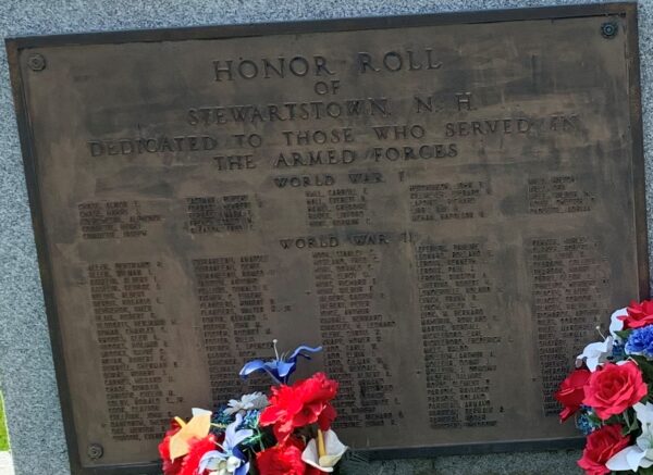 HONOR ROLL OF STEWARTSTOWN, NH MEMORIAL PLAQUE A