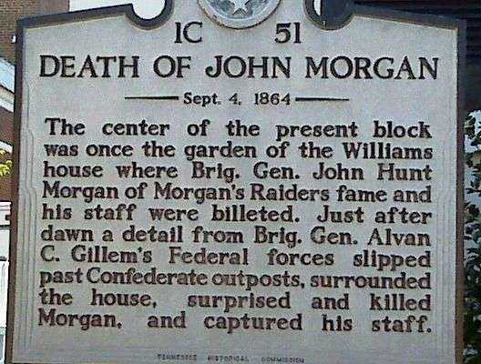 DEATH OF JOHN MORGAN MEMORIAL MARKER