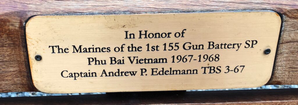MARINES OF THE 1ST 155 GUN BATTERY SP WAR MEMORIAL BENCH PLAQUE