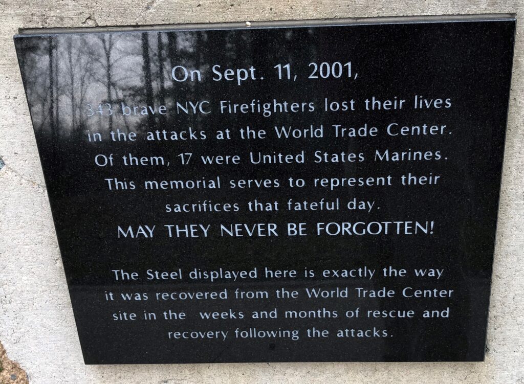 FIREFIGHTER/MARINES 9/11 WAR MEMORIAL PLAQUE