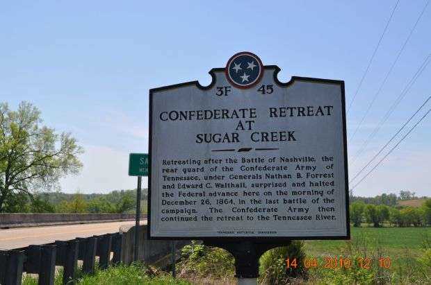 CONFEDERATE RETREAT AT SUGAR CREEK MEMORIAL MARKER
