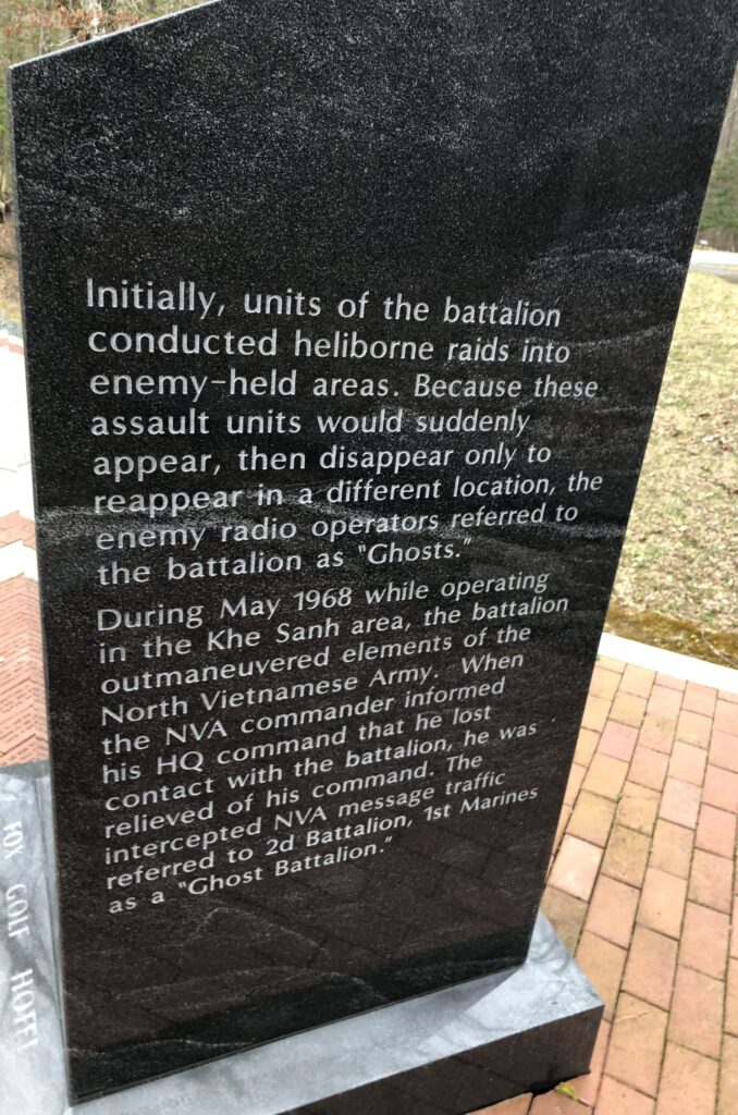 SECOND BATTALION FIRST MARINES WAR MEMORIAL NARRATIVE STONE A