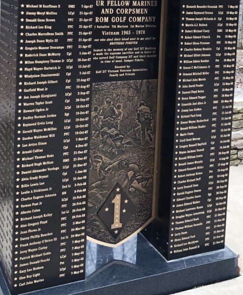 GOLF COMPANY 2/7 VIETNAM VETERANS ASSOCIATION WAR MEMORIAL HONOR ROLL