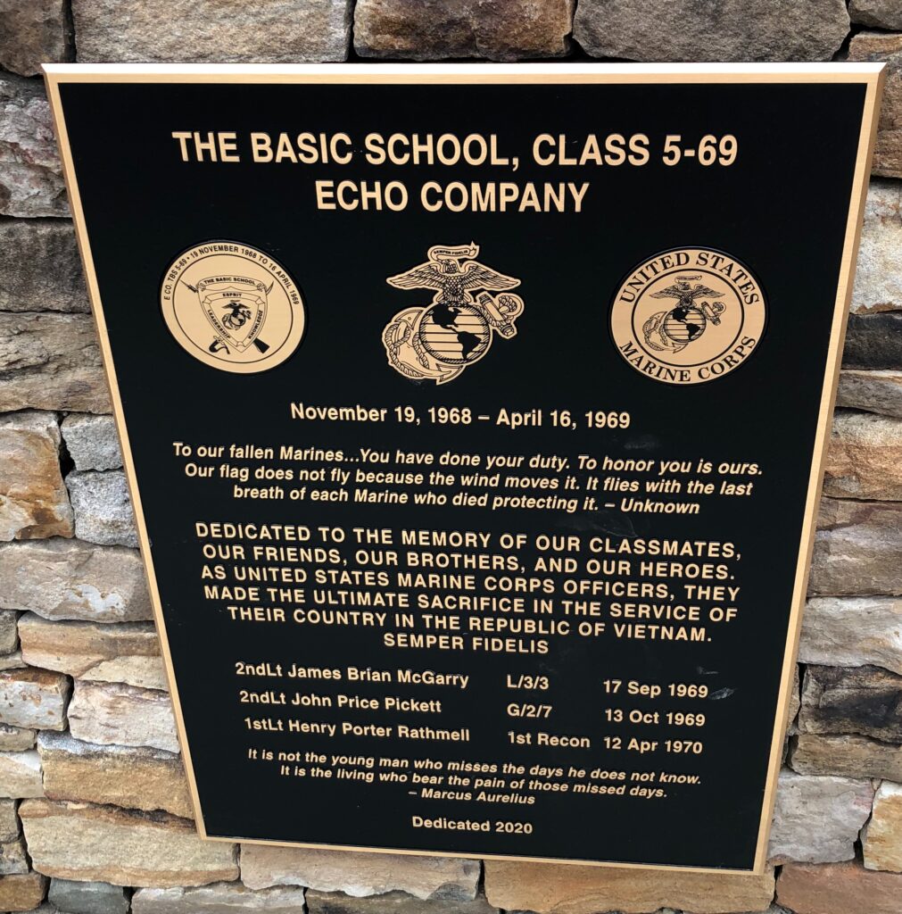 THE BASIC SCHOOL CLASS 5-60 ECHO COMPANY WAR MEMORIAL PLAQUE