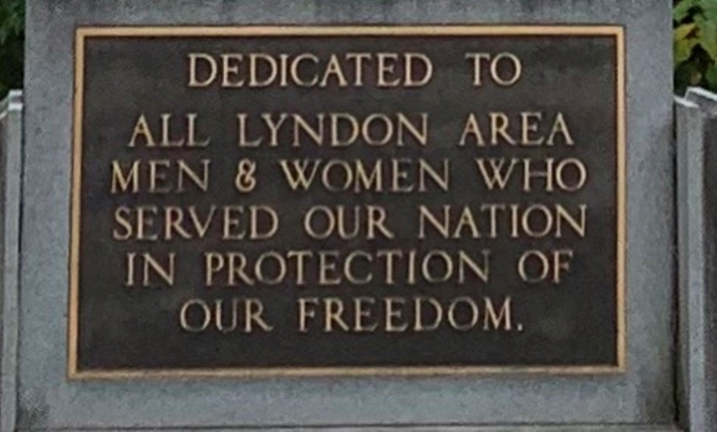LYNDON AREA VETERANS MEMORIAL PLAQUE