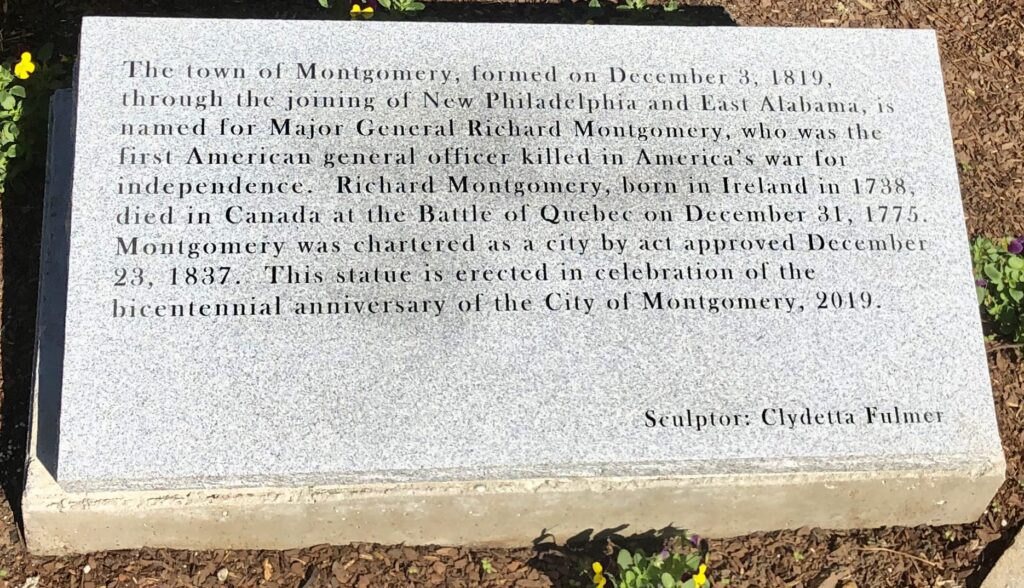 MAJOR GENERAL RICHARD MONTGOMERY MEMORIAL DEDICATION STONE