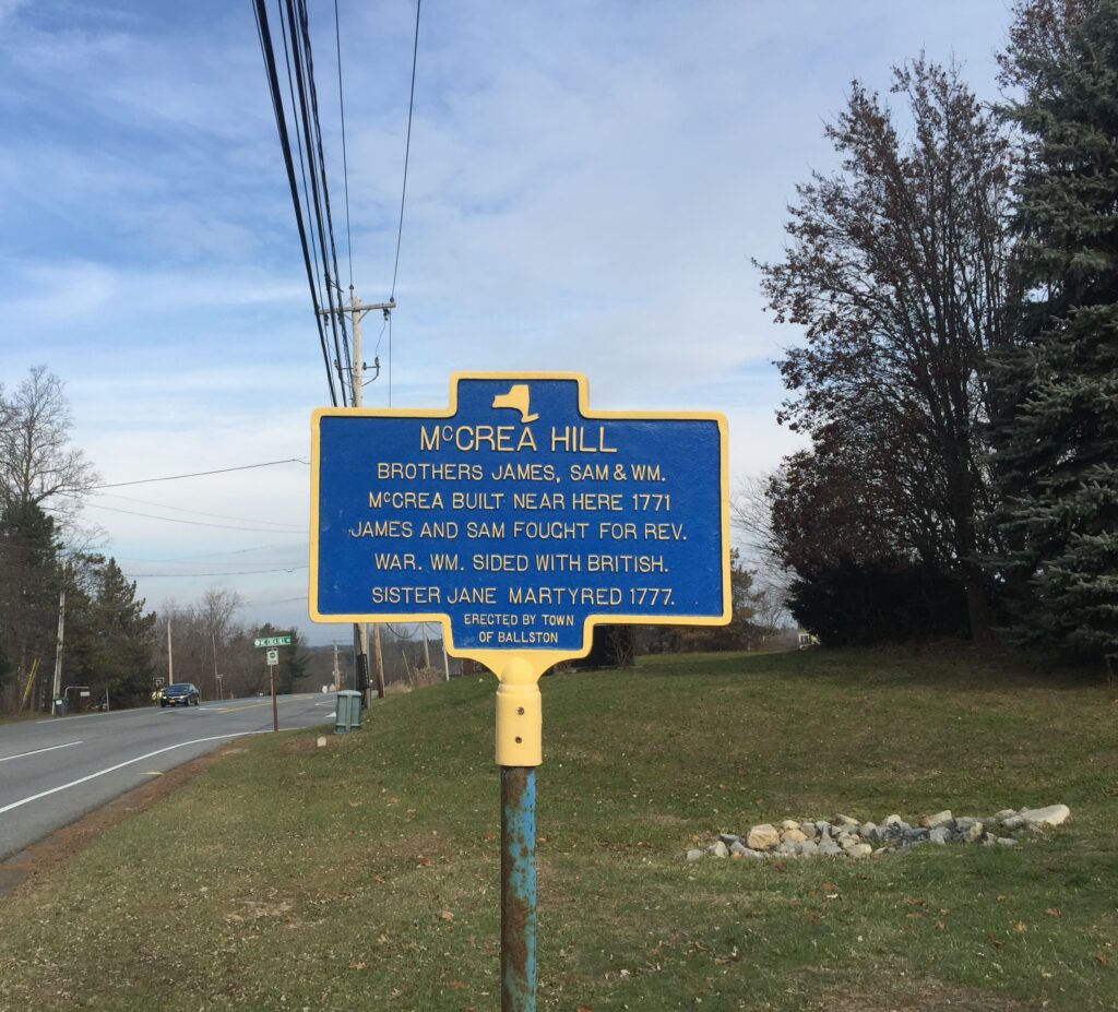 MCCREA HILL REVOLUTIONARY WAR MEMORIAL MARKER
