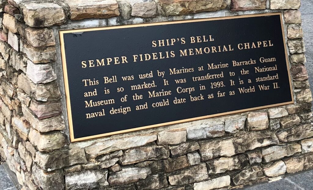SHIP’S BELL SEMPER FIDELLIS MEMORIAL CHAPEL PLAQUE A