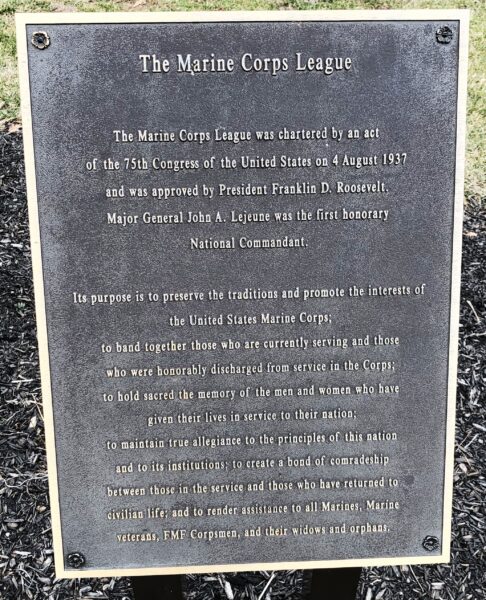 THE MARINE CORPS LEAGUE MEMORIAL PLAQUE